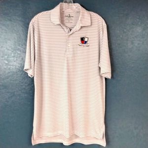 Performance Golf Polo Bobby Jones Blue White Striped Jersey Knit Sz M Activewear